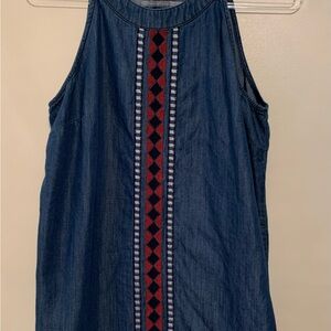 Embroidered Denim Sleeveless Top